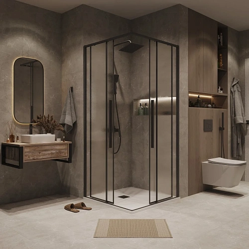 Душевая дверь GROSSMAN Galaxy 1/2.K33.01.12.21.02 (120x195) черный матовый, стекло шиншилла Душевая дверь GROSSMAN Galaxy 1/2.K33.01.12.21.02 (120x195) черный матовый, стекло шиншилла