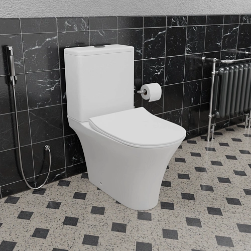 Унитаз напольный CeramaLux 1217A с бачком и крышкой микролифт, белый Унитаз напольный CeramaLux 1217A с бачком и крышкой микролифт, белый