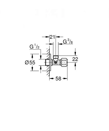 Вентиль угловой 1/2 дюйма GROHE хром (2204700M) Вентиль угловой 1/2 дюйма GROHE хром (2204700M)