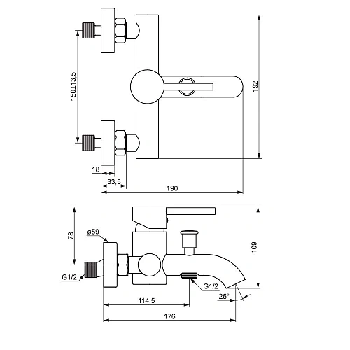 Смеситель для ванны Damixa Scandinavian Pure 361000500 розовое золото Смеситель для ванны Damixa Scandinavian Pure 361000500 розовое золото