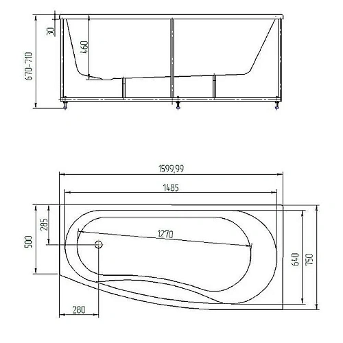 Акриловая ванна Aquatek Пандора правая пустая с фронтальным экраном вклеенный каркас PAN160-0000067 Акриловая ванна Aquatek Пандора правая пустая с фронтальным экраном вклеенный каркас PAN160-0000067