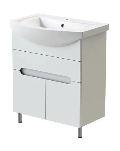 Тумба с раковиной Orange TOPLINE-Rio TR70-03E+RA напольная, белый глянец Тумба с раковиной Orange TOPLINE-Rio TR70-03E+RA напольная, белый глянец