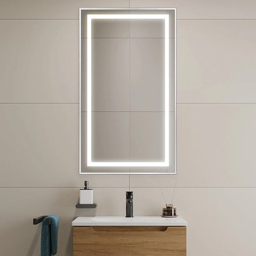 Зеркало BelBagno SPC-KRAFT-500-900-SENS-AL, 500x900x32 мм в алюминиевой раме с подсветкой и сенсорном Зеркало BelBagno SPC-KRAFT-500-900-SENS-AL, 500x900x32 мм в алюминиевой раме с подсветкой и сенсорном