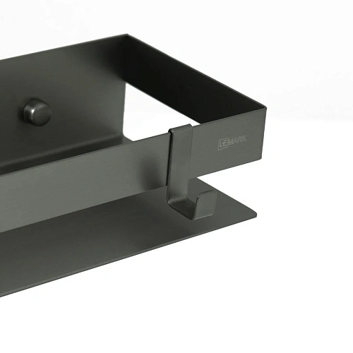 Полка Lemark SHELF LINE 400 мм с крючками, графит 9776054 Полка Lemark SHELF LINE 400 мм с крючками, графит 9776054