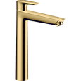 Детальная картинка товара «смеситель для раковины hansgrohe talis e с высоким изливом и сливным гарнитуром, 71716990 полир. зол»