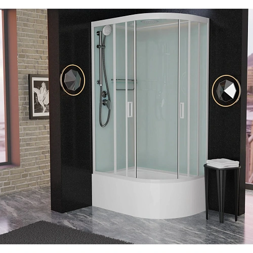 Душевая кабина Frank F412/2L М левосторонняя White белый профиль матовое стекло 120x80 20036 Душевая кабина Frank F412/2L М левосторонняя White белый профиль матовое стекло 120x80 20036