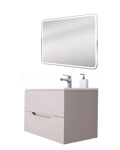 Тумба с раковиной Orange Line Li-100TuL+Ra подвесная, латте матовый Тумба с раковиной Orange Line Li-100TuL+Ra подвесная, латте матовый