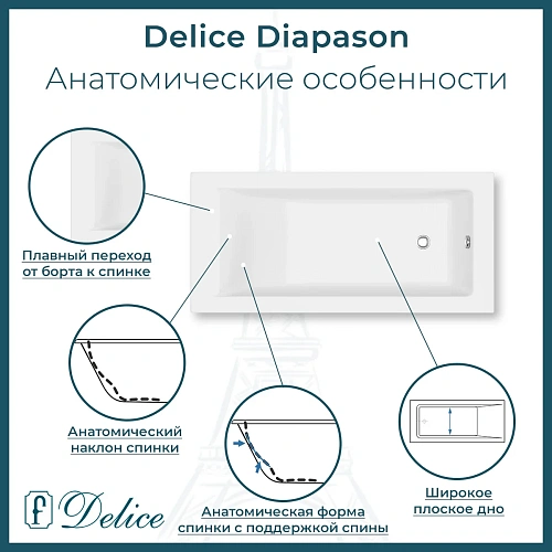 Ванна из искусственного камня Delice Diapason 165х70 DLR330017RB-G глянцевая с черными ручками Ванна из искусственного камня Delice Diapason 165х70 DLR330017RB-G глянцевая с черными ручками