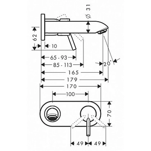 Смеситель для раковины Hansgrohe Talis 31618000 Смеситель для раковины Hansgrohe Talis 31618000