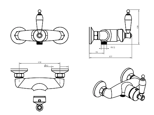 Смеситель для душа Boheme Vogue хром 224 Смеситель для душа Boheme Vogue хром 224