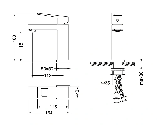 Смеситель для раковины Timo Briana 7161/03F черный Смеситель для раковины Timo Briana 7161/03F черный