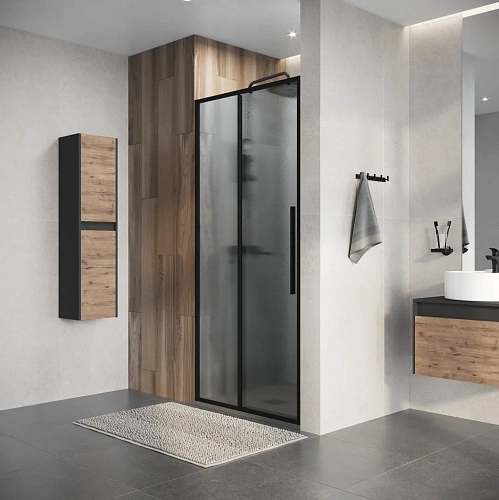 Душевая дверь Niagara Nova NG-84-L10CHB (100х195) черный матовый, раздвижная влево, стекло шиншилла Душевая дверь Niagara Nova NG-84-L10CHB (100х195) черный матовый, раздвижная влево, стекло шиншилла