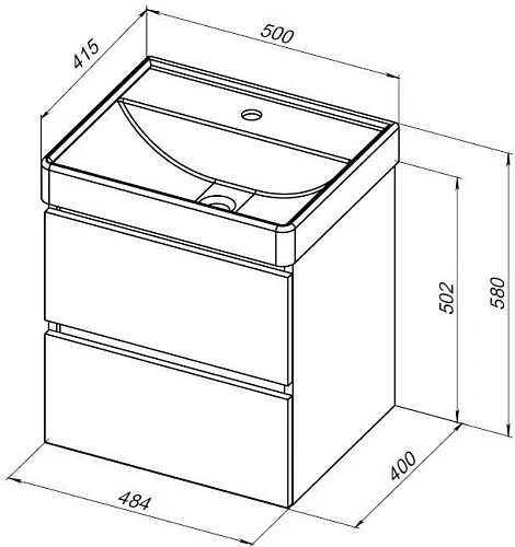 Тумба под раковину Aquanet Вега 2.0 50 черный 00337952 подвесная Тумба под раковину Aquanet Вега 2.0 50 черный 00337952 подвесная