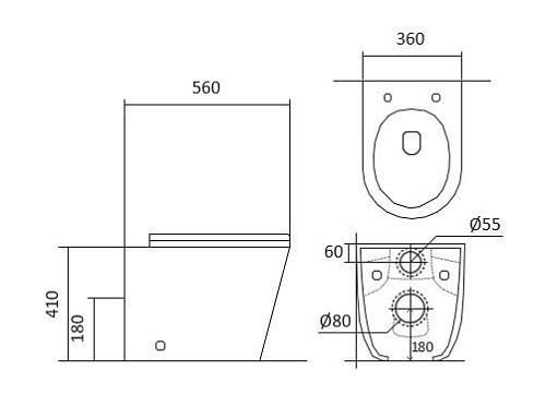 Унитаз приставной Aquatek ВЕГА AQ1906-00 560x360x410 безободковый тонкое сиденье Унитаз приставной Aquatek ВЕГА AQ1906-00 560x360x410 безободковый тонкое сиденье