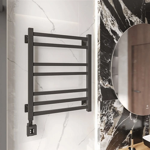 Полотенцесушитель электрический EWRIKA Кассандра Pg 60x50 L, черный матовый 510544 Полотенцесушитель электрический EWRIKA Кассандра Pg 60x50 L, черный матовый 510544