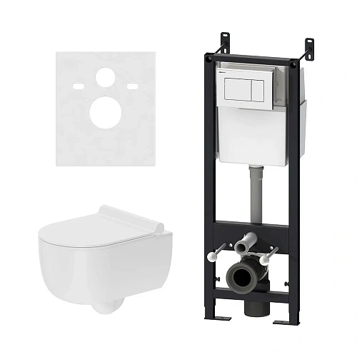 Комплект унитаза Damixa Scandinavian Pure DX36.IS10101.1701 с инсталляцией, сиденьем микролифт и кла Комплект унитаза Damixa Scandinavian Pure DX36.IS10101.1701 с инсталляцией, сиденьем микролифт и кла