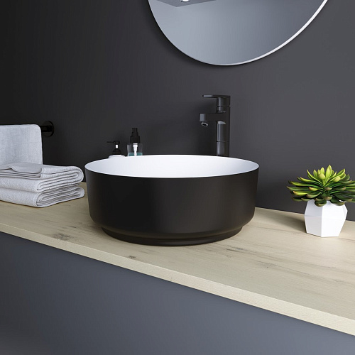 Раковина GROSSMAN Color GR-4040BW (360x360x115) черная белая внутри Раковина GROSSMAN Color GR-4040BW (360x360x115) черная белая внутри