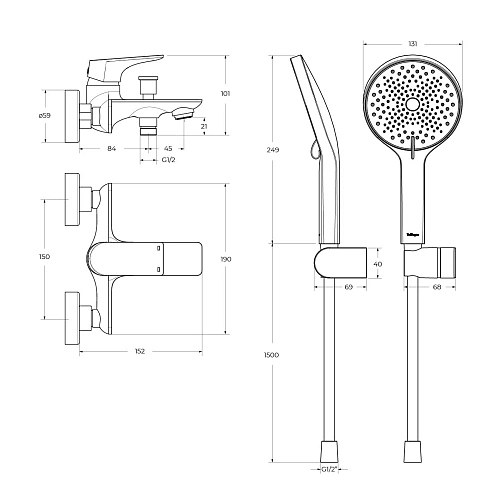Смеситель для ванны BelBagno MARINO-VASM-CRM хром Смеситель для ванны BelBagno MARINO-VASM-CRM хром