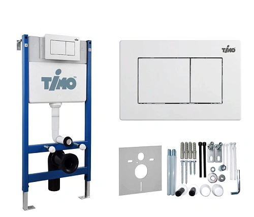 Комплект унитаза Timo KULO TWC-01+FP-004W+TK-403 белый с инсталляцией, клавишей смыва REKO белая с шумоизоляцией и креплениями Комплект унитаза Timo KULO TWC-01+FP-004W+TK-403 белый с инсталляцией, клавишей смыва REKO белая с шумоизоляцией и креплениями