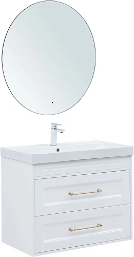 Тумба под раковину Aquanet Бостон new 80 00347182 белый сатин ручки золото Тумба под раковину Aquanet Бостон new 80 00347182 белый сатин ручки золото