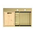 Кухонная мойка Lemark IORDANA 780 из нержавеющей стали с аксессуарами в комплекте: ролл-мат, коландер, разделочная доска, светлое золото 9938118 Кухонная мойка Lemark IORDANA 780 из нержавеющей стали с аксессуарами в комплекте: ролл-мат, коландер, разделочная доска, светлое золото 9938118