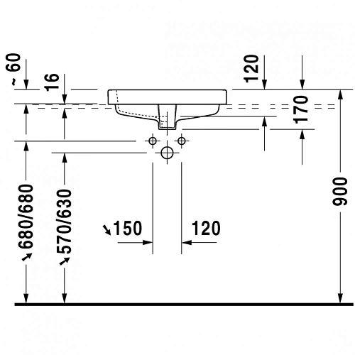 Раковина Duravit Vero 0315500000 Раковина Duravit Vero 0315500000