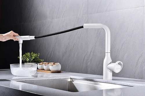 Смеситель для кухни Paulmark URBAN белый матовый Ur213104-WH Смеситель для кухни Paulmark URBAN белый матовый Ur213104-WH