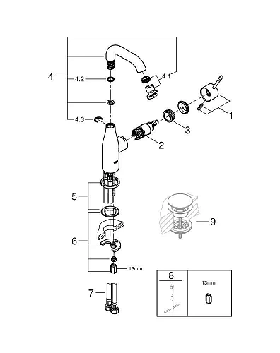 Смеситель для раковины GROHE Essence+ (23463001) со средним изливом, хром Смеситель для раковины GROHE Essence+ (23463001) со средним изливом, хром