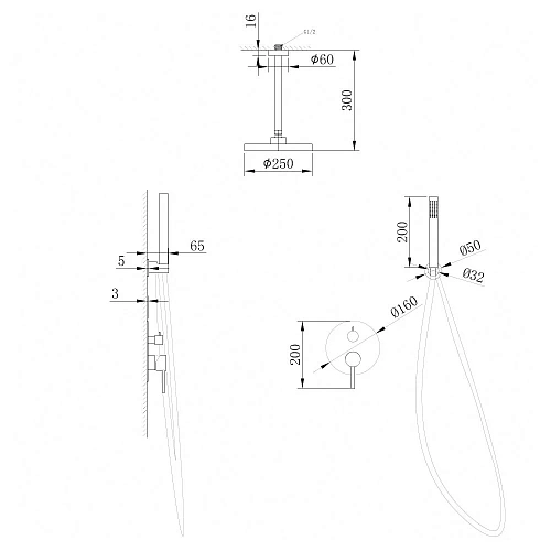 Душевая система ABBER Emotion AF8821NG скрытого монтажа без излива, никель Душевая система ABBER Emotion AF8821NG скрытого монтажа без излива, никель