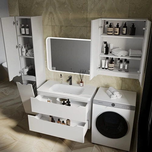 Тумба под раковину Style Line Марелла 90 Люкс антискрейтч белый матовый, PLUS подвесная СС-00002413 Тумба под раковину Style Line Марелла 90 Люкс антискрейтч белый матовый, PLUS подвесная СС-00002413