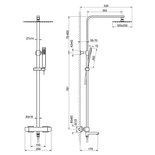 Душевая система Timo Tetra-thermo SX-0169/16 с термостатом белый матовый Душевая система Timo Tetra-thermo SX-0169/16 с термостатом белый матовый