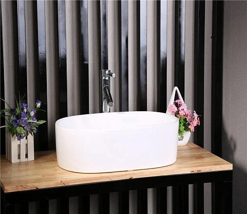 Раковина CeramaLux 9025-1 накладная, белый Раковина CeramaLux 9025-1 накладная, белый