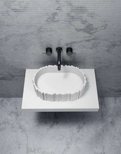 Раковина ABBER Stein AS2655 накладная, белая матовая Раковина ABBER Stein AS2655 накладная, белая матовая