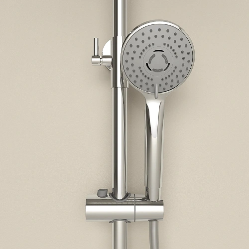 Душевая система SANCOS Teo SC11002CH c термостатом, встроенным изливом, с регулировкой по высоте, хром Душевая система SANCOS Teo SC11002CH c термостатом, встроенным изливом, с регулировкой по высоте, хром