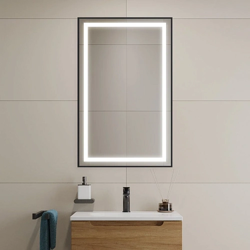 Зеркало BelBagno SPC-KRAFT-500-800-SENS-NERO 500x800x32 мм с подсветкой и сенсорным выключателем Зеркало BelBagno SPC-KRAFT-500-800-SENS-NERO 500x800x32 мм с подсветкой и сенсорным выключателем