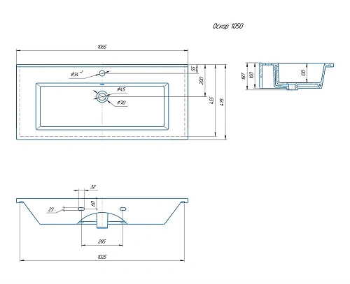 Раковина Kirovit Оскар 105 см 453436 Раковина Kirovit Оскар 105 см 453436