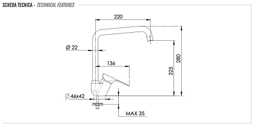 Смеситель для кухни Remer Class Line L42U Смеситель для кухни Remer Class Line L42U