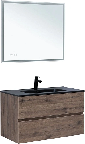 Тумба под раковину Aquanet Алвита New 90 2 ящика, дуб веллингтон табак 00334187 подвесная Тумба под раковину Aquanet Алвита New 90 2 ящика, дуб веллингтон табак 00334187 подвесная