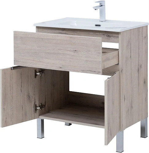 Тумба под раковину Aquanet Алвита New 70 1 ящик, 2 дверцы, дуб веллингтон белый 00303902 Тумба под раковину Aquanet Алвита New 70 1 ящик, 2 дверцы, дуб веллингтон белый 00303902