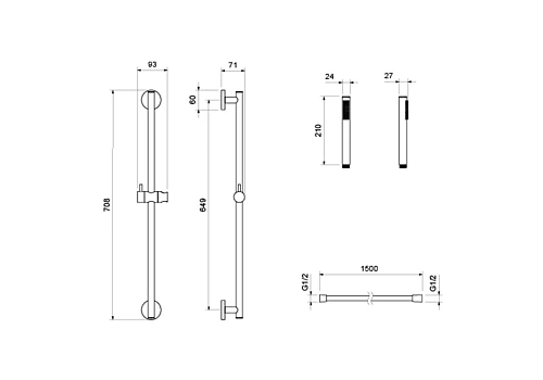 Душевой гарнитур Aquatek Европа AQ2012BG золото шлифованное Душевой гарнитур Aquatek Европа AQ2012BG золото шлифованное