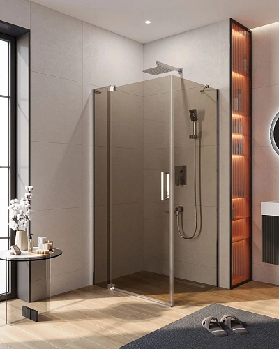 Душевой уголок CEZARES SLIDER-AH-1-80-90/100-BR-Cr 90-100x80см стекло тонированное (бронза), профиль хром Душевой уголок CEZARES SLIDER-AH-1-80-90/100-BR-Cr 90-100x80см стекло тонированное (бронза), профиль хром