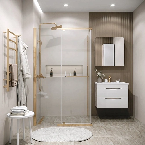 Боковая стенка GROSSMAN Pragma 200.K33.03.90.32.00 (90x195) золото сатин, стекло прозрачное Боковая стенка GROSSMAN Pragma 200.K33.03.90.32.00 (90x195) золото сатин, стекло прозрачное