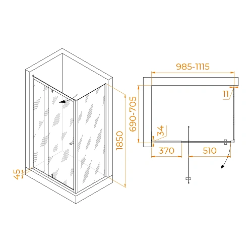 Душевой уголок RGW PA-44 (PA-02 + Z-050-1) 1000x700 мм 41084407-011 хром Easy Clean Душевой уголок RGW PA-44 (PA-02 + Z-050-1) 1000x700 мм 41084407-011 хром Easy Clean