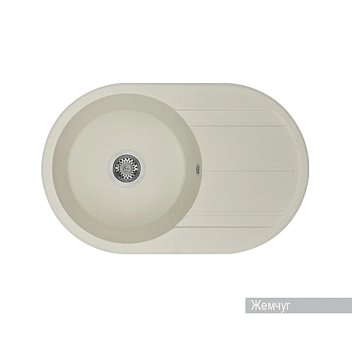 Кухонная мойка Aquaton Амира 1A712932AI240 из литого мрамора, круглая, с крылом жемчуг Кухонная мойка Aquaton Амира 1A712932AI240 из литого мрамора, круглая, с крылом жемчуг