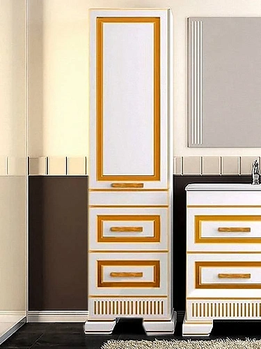 Шкаф-пенал Opadiris Оникс левый Белый глянцевый с золотой патиной Z0000005741 Шкаф-пенал Opadiris Оникс левый Белый глянцевый с золотой патиной Z0000005741