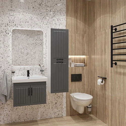 Тумба с раковиной DIWO Сочи 60 подвесная, антрацит 579267 Тумба с раковиной DIWO Сочи 60 подвесная, антрацит 579267