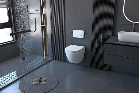 Комплект унитаза ABBER Bequem AC1100 белый с инсталляцией AC0105 и кнопкой AC0121 хром AC1100-AC0105-AC0121