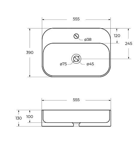 Раковина CEZARES CZR-6616 накладная Раковина CEZARES CZR-6616 накладная