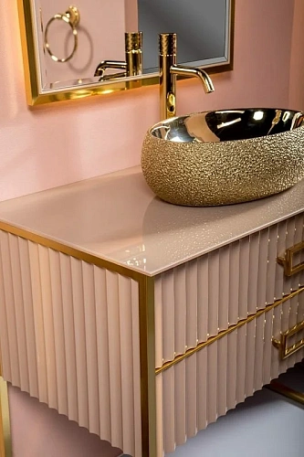 Тумба под раковину Armadi Art MONACO 100 867-100-CPG капучино глянец + золото Тумба под раковину Armadi Art MONACO 100 867-100-CPG капучино глянец + золото