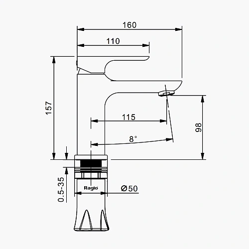 Смеситель для раковины Raglo R03.10.09, графит Смеситель для раковины Raglo R03.10.09, графит